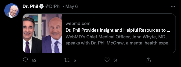 Dr. Phil tweet about mental health awareness