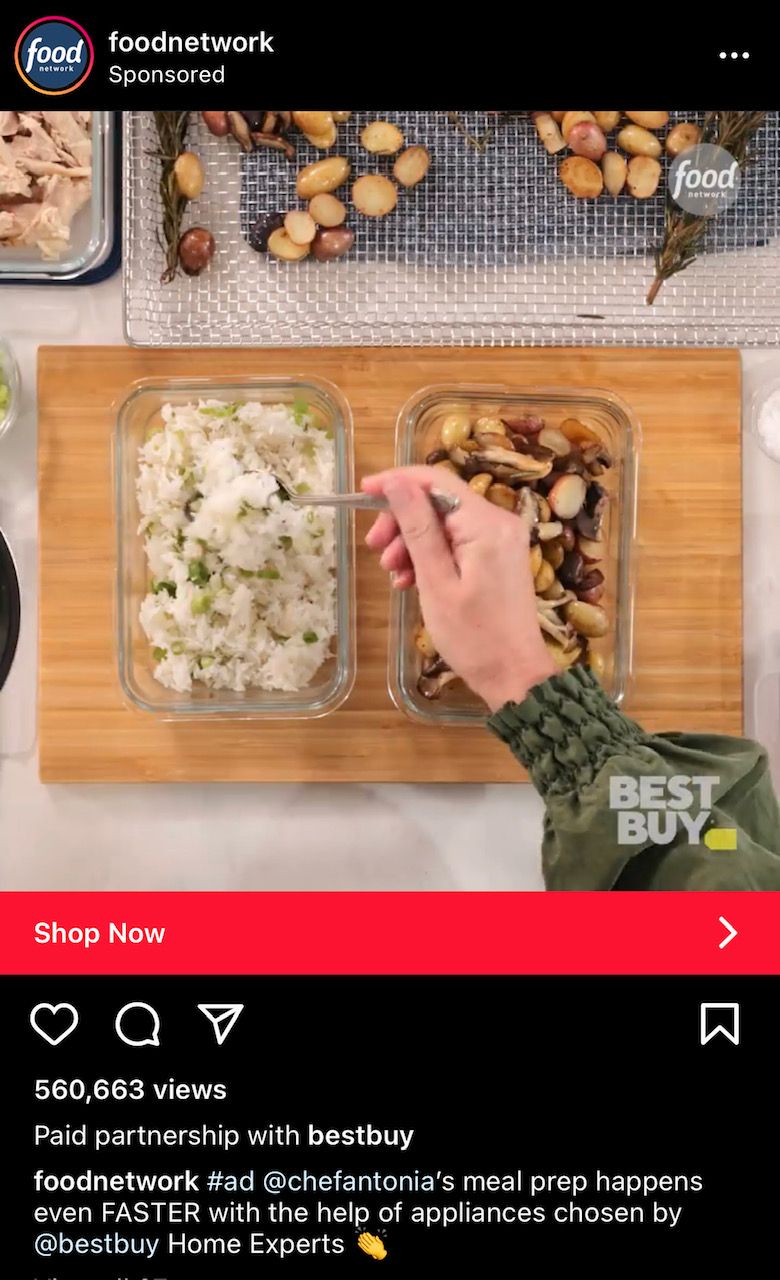 Food Network ad featuring one of their chefs prepping a meal