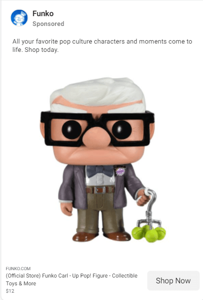 Funko Instagram ad featuring Carl from UP