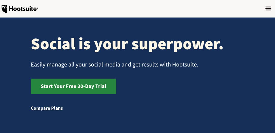 Hootsuite homepage