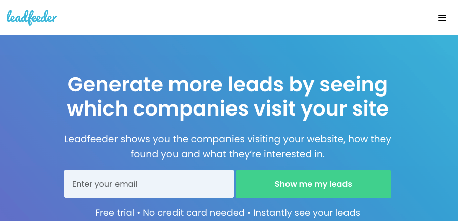 Leadfeeder homepage