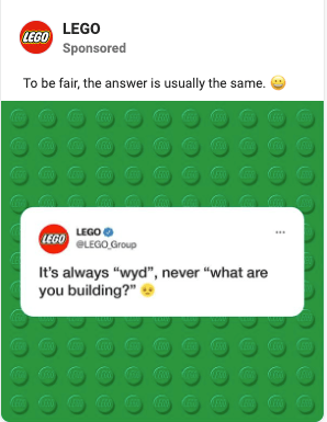 Lego ad about building Lego