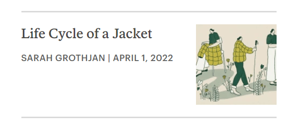 article headline: life cycle of a jacket