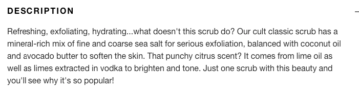 Lush product description detailing their soap