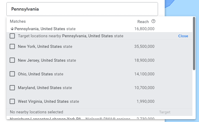 Matching targeting through Google Ads