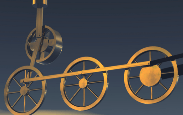 Golden wheels connected together