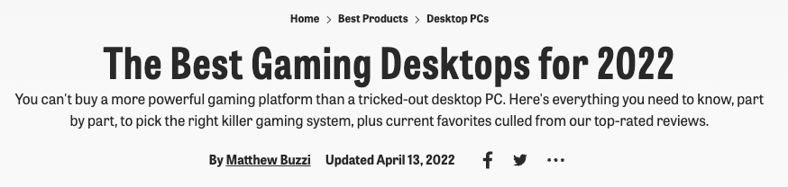 Article on the best gaming PCs