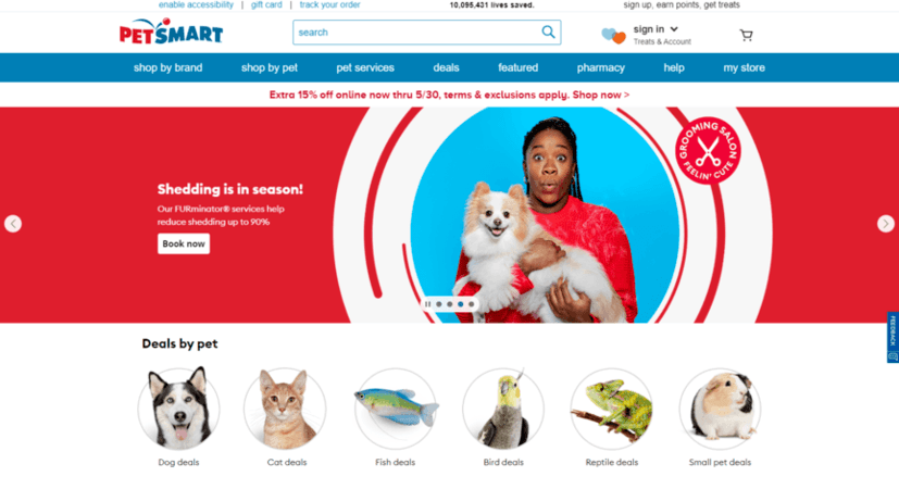 Pet product web design: PetSmart