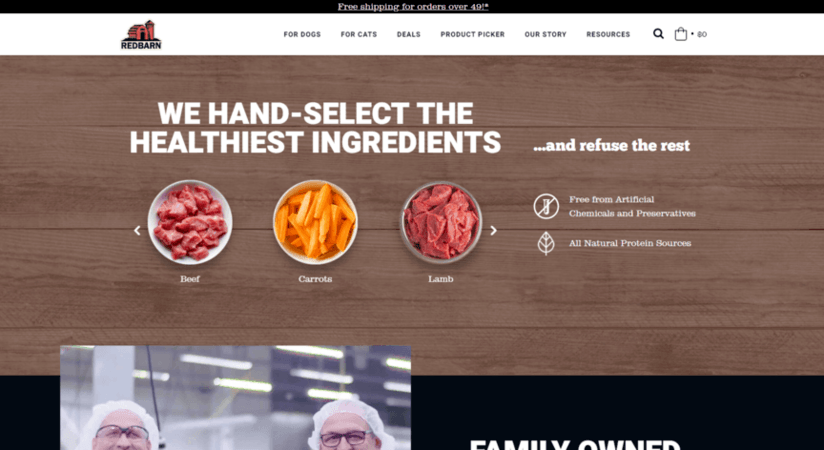 Pet product web design: RedBarn