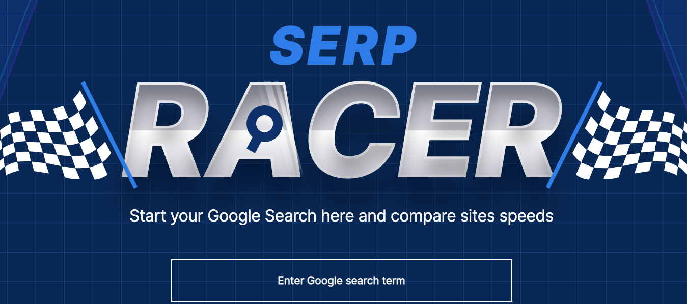 Homepage for SERP Racer tool