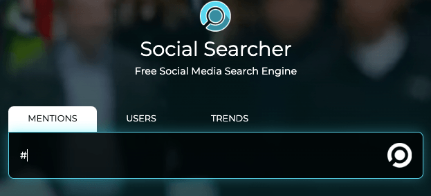 Social Searcher search bar