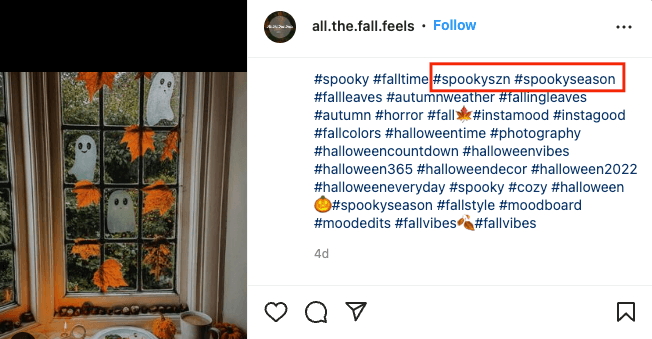 Halloween post using Spooky Season hashtag