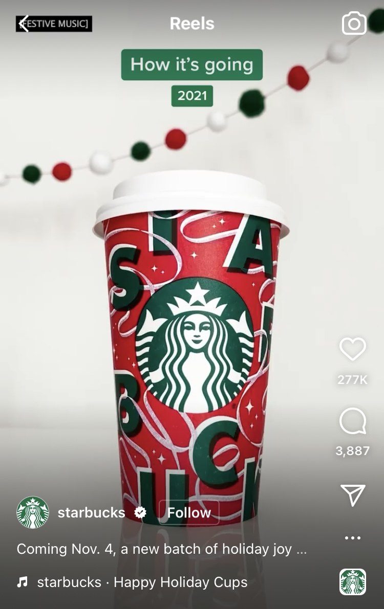 Starbucks holiday cup Instagram reel