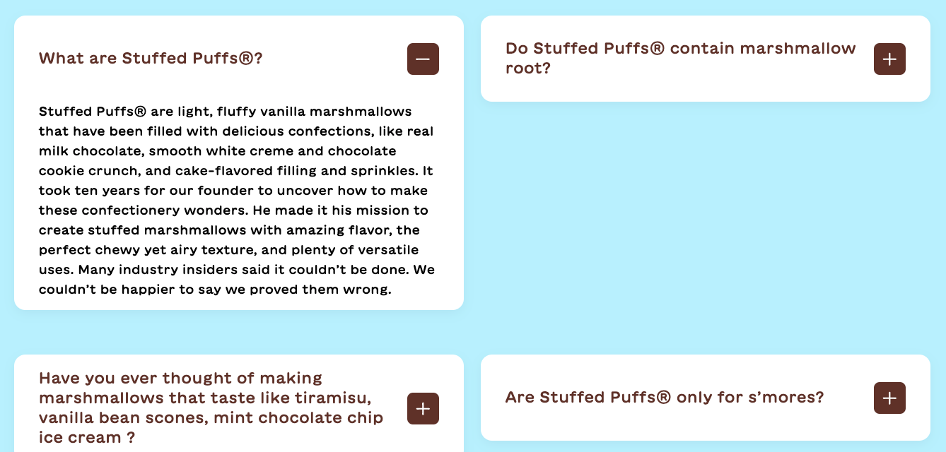 Stuffed Puffs response to the question "What are Stuffed Puffs?"