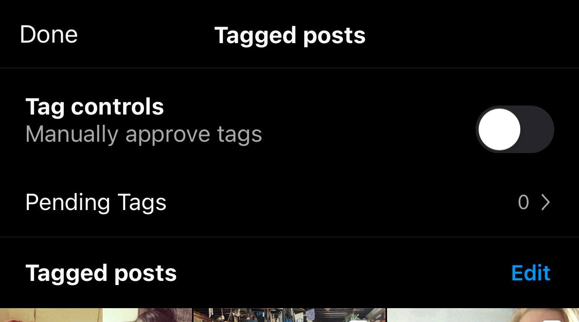 Button to control posts you're tagged in