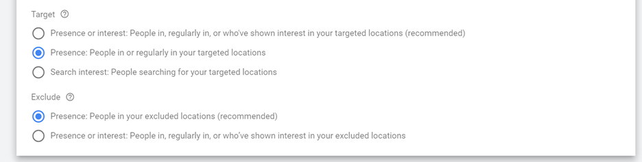 Targeting options available when running ads on Google 