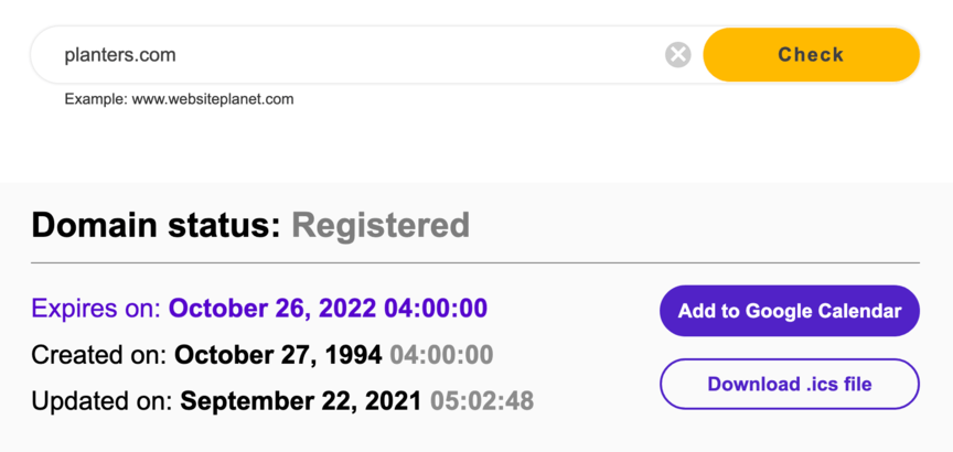 website planet domain expiry checker