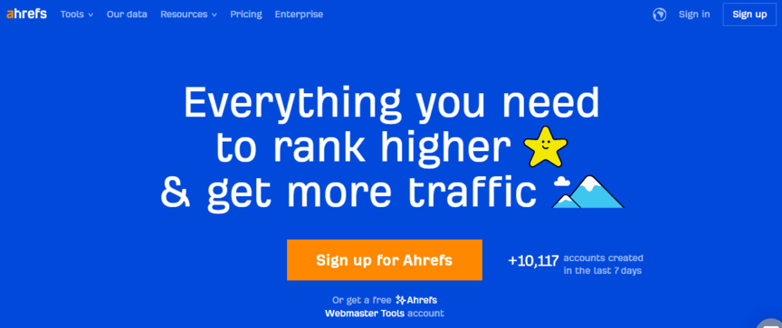 Ahrefs homepage