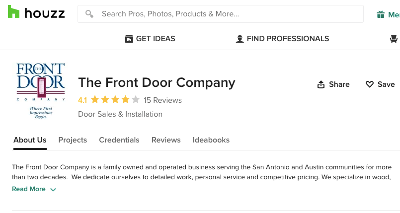 Front Door Company's Houzz profile