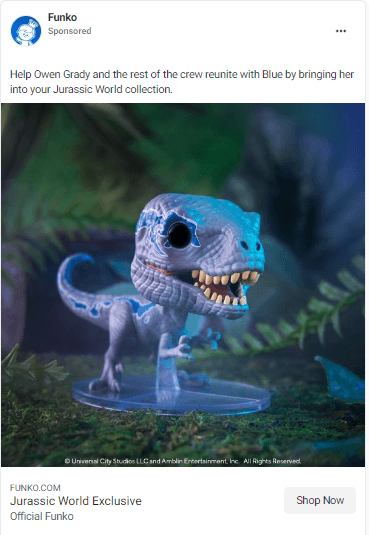 Funko ad for their Jurassic World Funkos