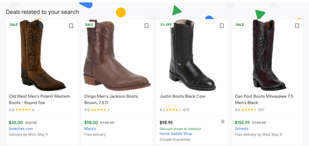 google free product listing example boot deals