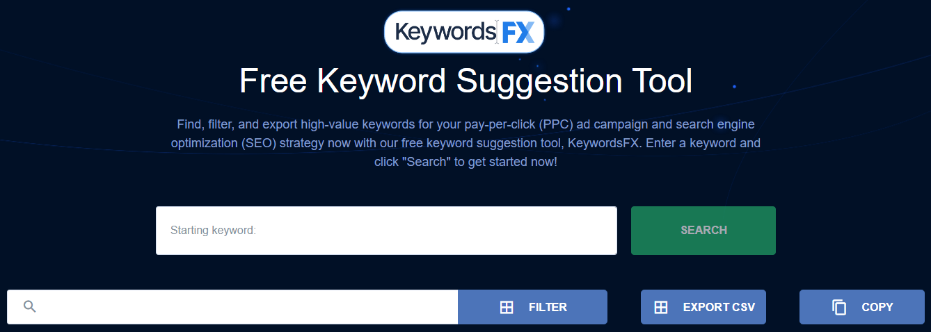 keywordsfx tool example marketing tech stack