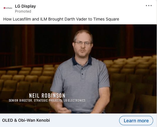 LG ad regarding their Time Square ad created for the Obi-Wan Kenobi show