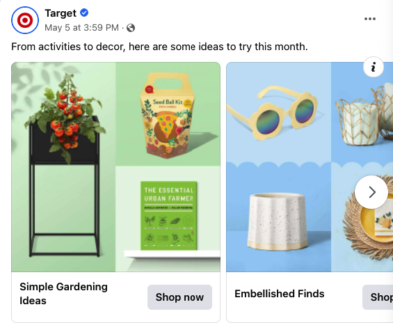 Target sharing content on their Facebook profile