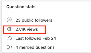 Number of views highlighted on a question