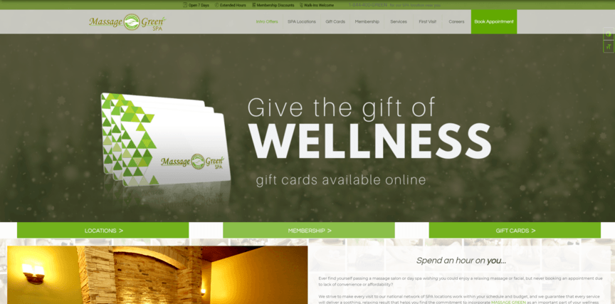 Spa web design: Massage Green Spa