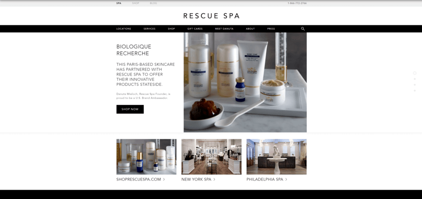 Spa web design: Rescue Spa