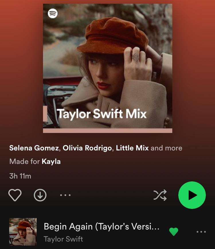 Personalized Taylor Swift Mix on Spotify