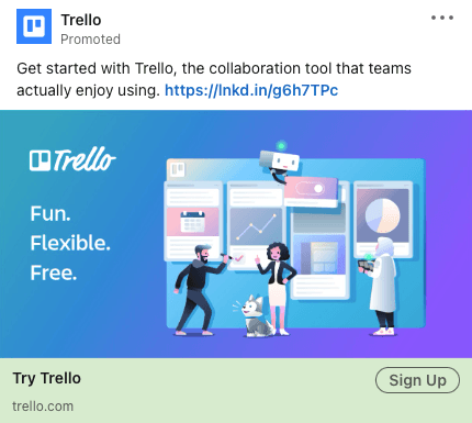 Trello ad promoting their product on LinkedIn