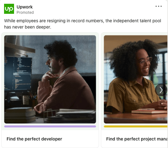  Upwork ad for hiring services