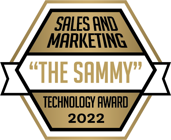 Logo of the Sales and Marketing 'The Sammy' Technology Award 2022, featuring a hexagonal emblem with a ribbon design across the middle.