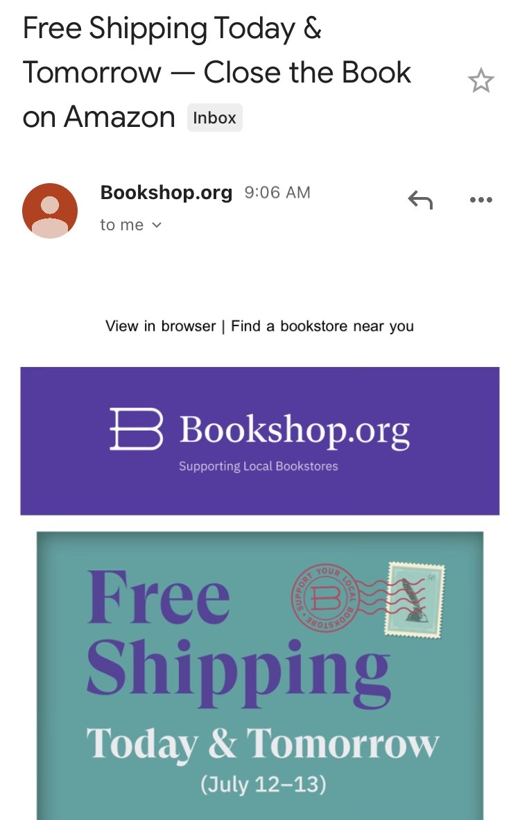 Email copy from Bookshop