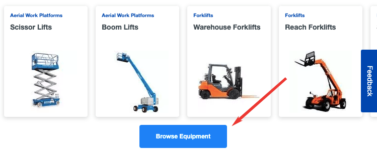 CTA button to browse equipment