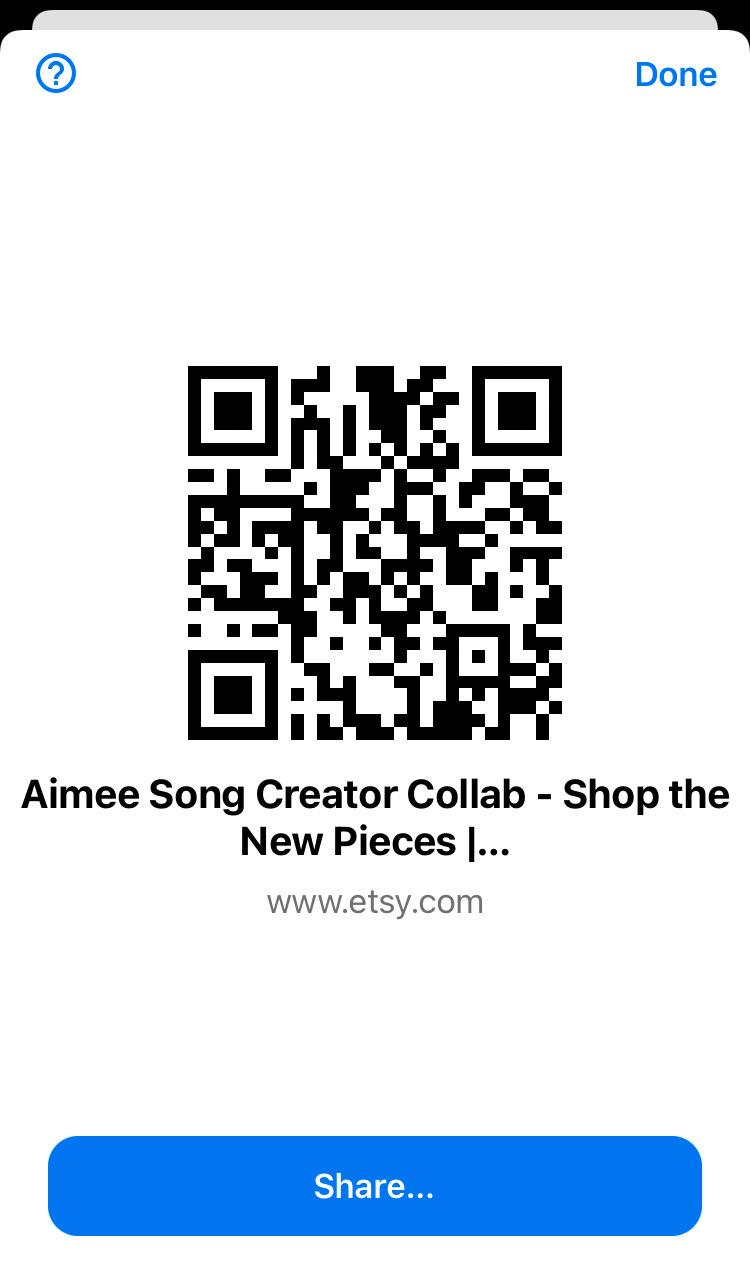 Share QR code on iPhone