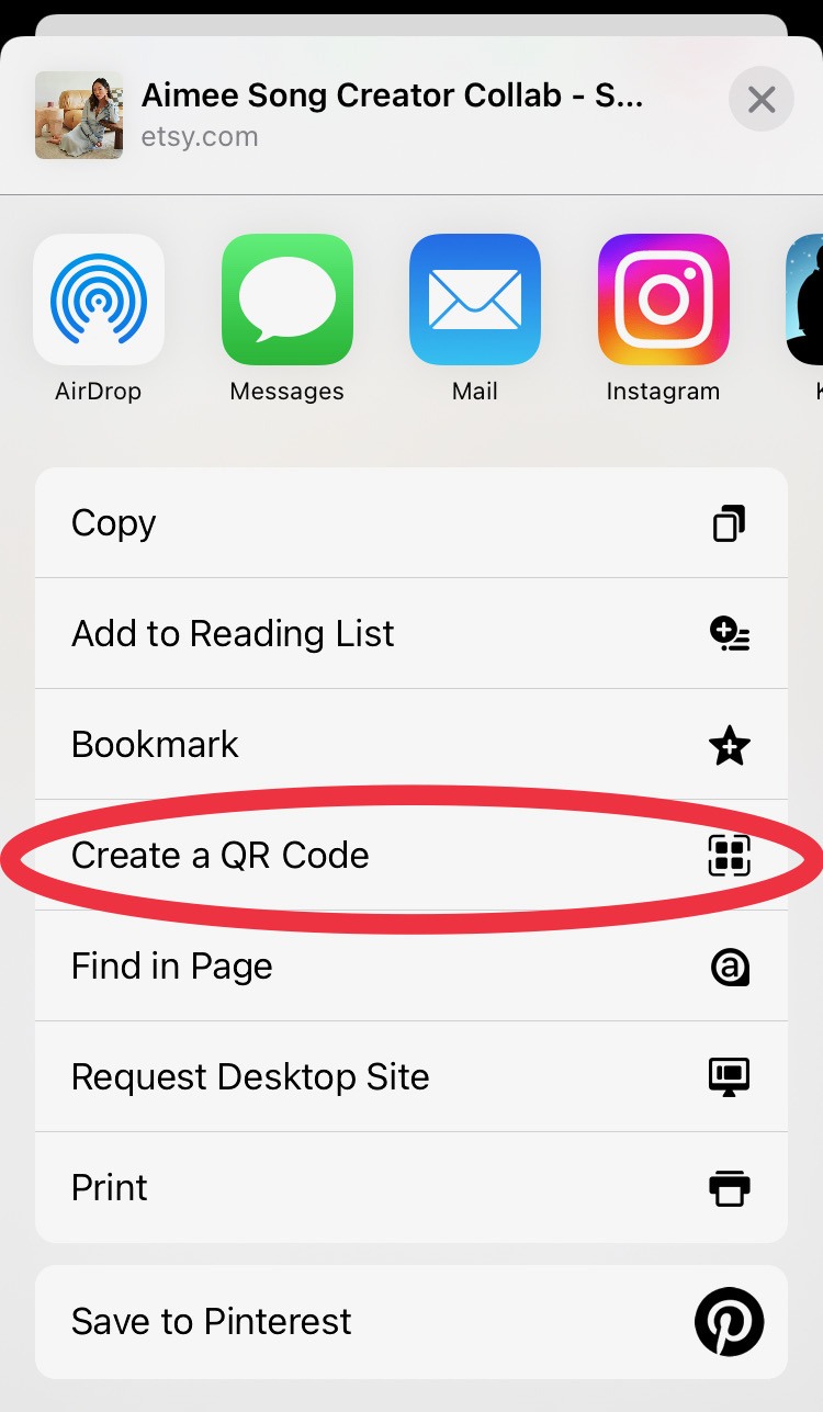 Create a QR code on iPhone