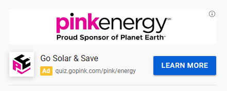 Companion ad for Pink Energy that appears on the sidebar of a YouTube video