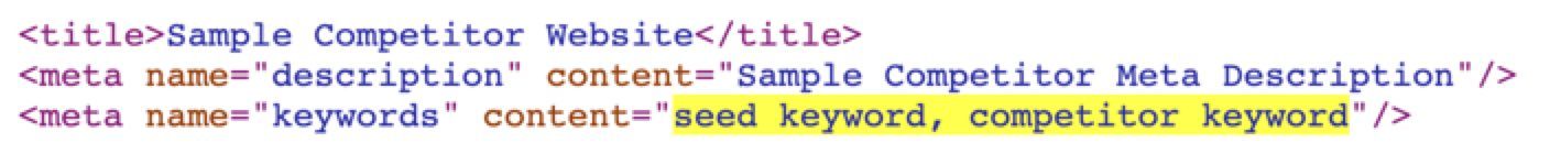 competitor seed keywords meta tag
