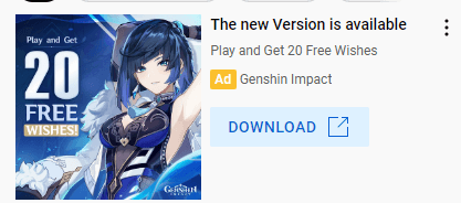 Display ad for Genshin Impact on YouTube