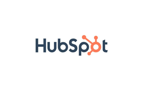 HubSpot logo with the company name in dark blue and an orange and grey abstract symbol to the left.