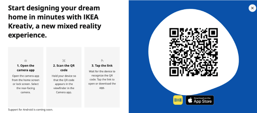 Pop-up ad for IKEA app