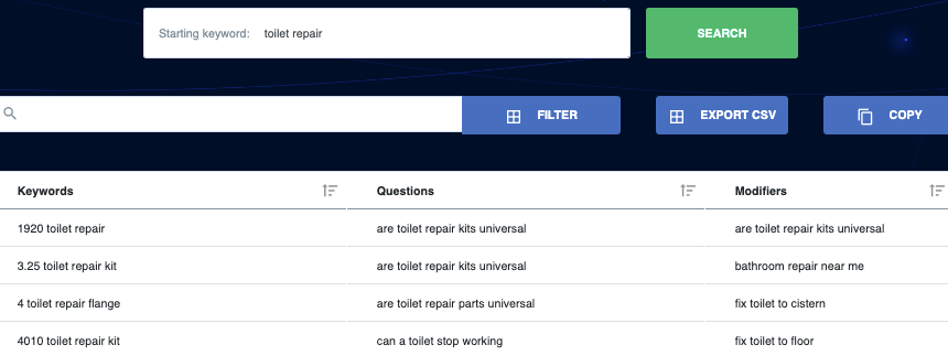 KeywordsFX search for toilet repair