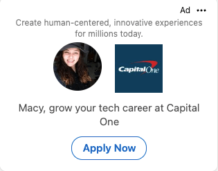 LinkedIn ad for Capital One jobs