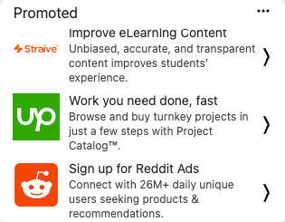 Text ads appearing on the LinkedIn sidebar