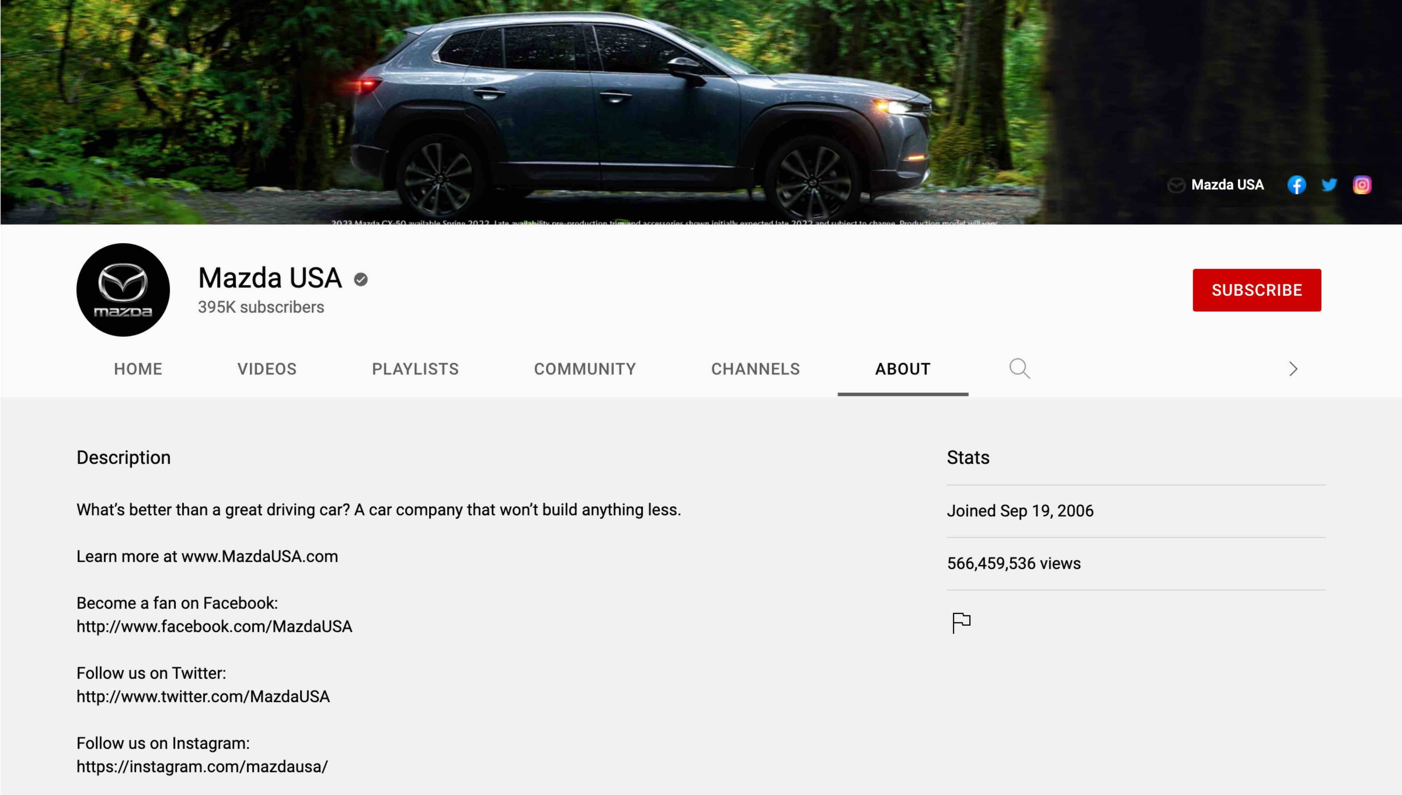 social media branding example: mazda usa