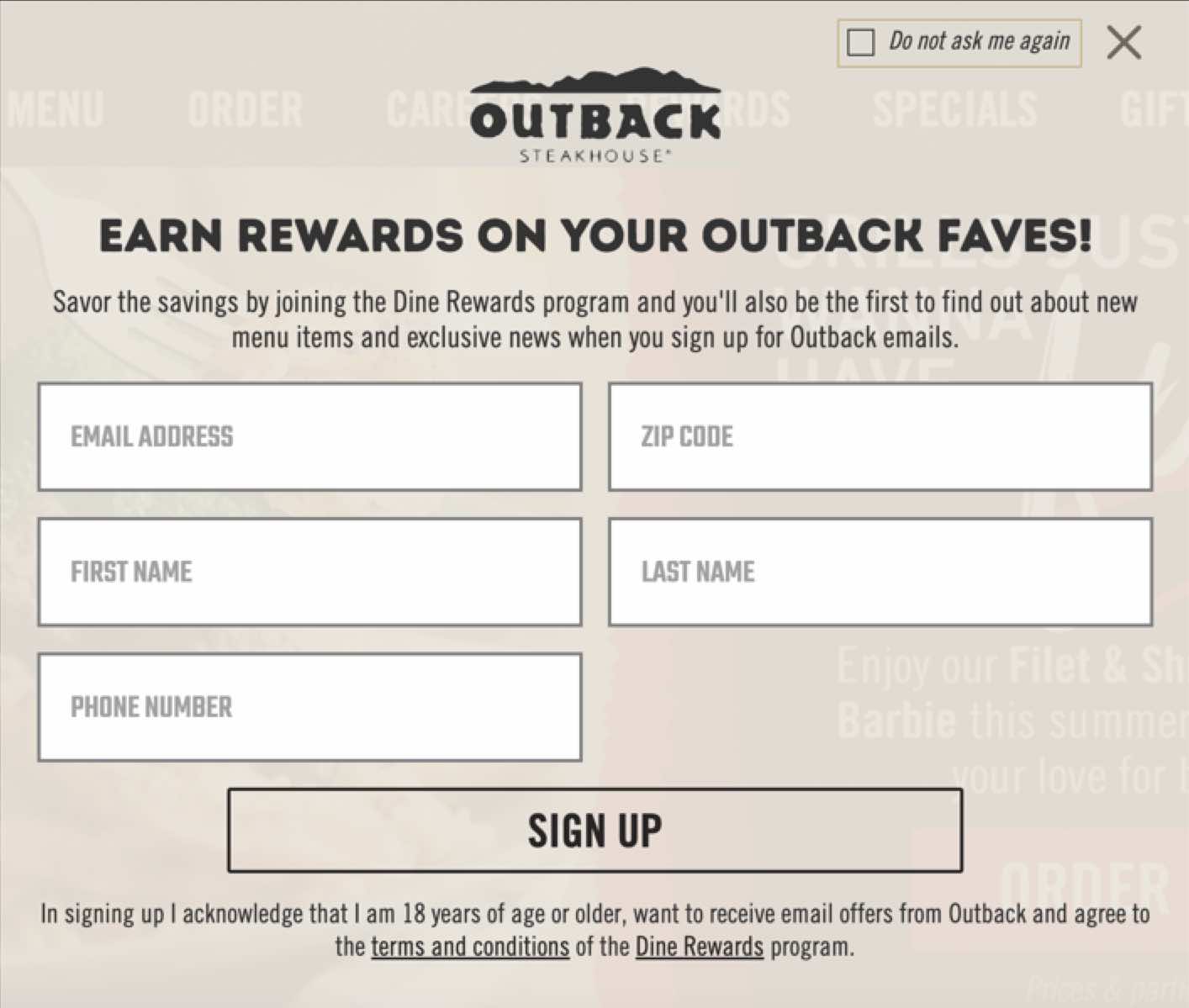 outback restaurant email subscription