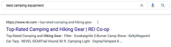 Organic search result for REI co-op